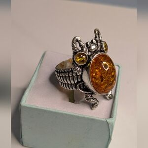 Handcrafted Boho Amber Beetle Statement Ring (8)